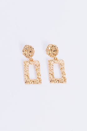 GOLD Textured small door knocker earrings