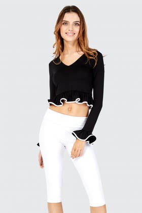 BLACK TIPPED FRILL DETAIL TOP