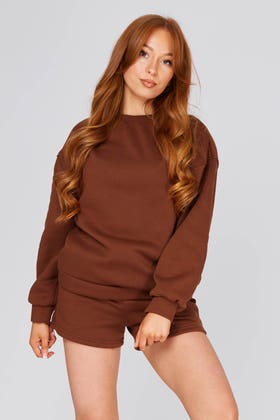 Chocolate Sweatshirt And Shorts Set