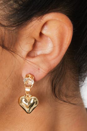 GOLD Heart Faux Pearl Earrings