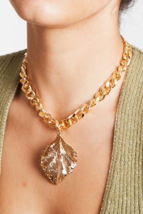 GOLD Leaf Chain Necklace