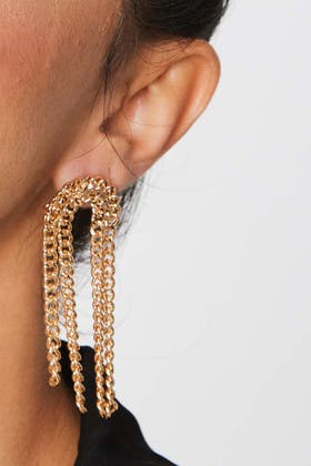 Gold Tassel Chain Earrings