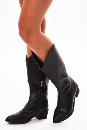 Black Knee High Western Boots