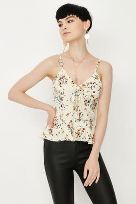 MULTI BOW FRONT FLORAL RUFFLE VEST