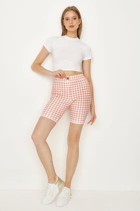Pink Gingham Jegging Cycling Short