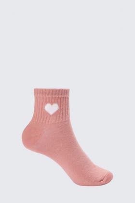 PINK HEART EMBROIDERY SOCKS