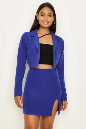 ELECTRIC BLUE CO-ORD CROP JACKET