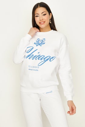 Optic White Chicago Embroidered Sweat