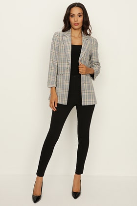 MULTI CHECK ROLL SLEEVE TAILORED JACKET