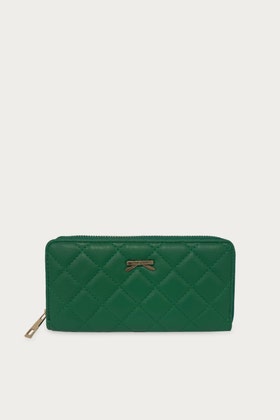 Green Lola Large Quilted Bow Detail Purse