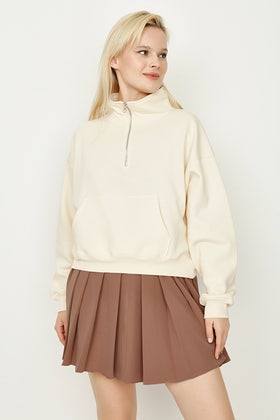 Taupe Pleated Mini Skirt