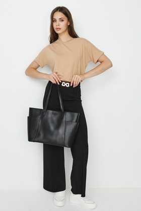 Black Pocket Detail Shopper Bag