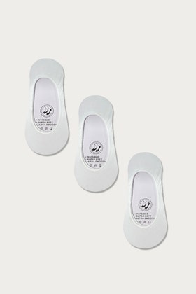 White 3 Pack Invisible Footlets