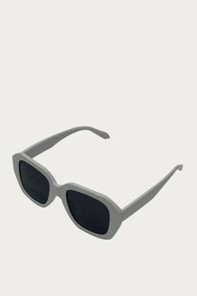 WHITE Acrylic Deep Polygon Shape Sunglasses