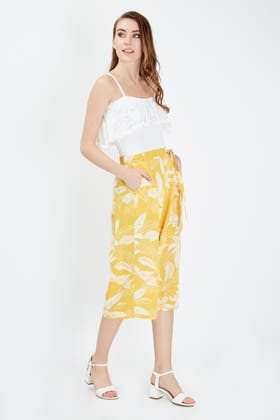 yellow yellow leaf soft belted culotte